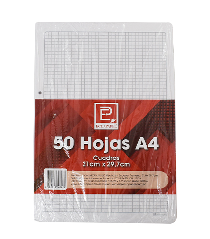 HOJAS A-4  ECUAPAPEL X 500H. CUADROS GRIS  (2-10)