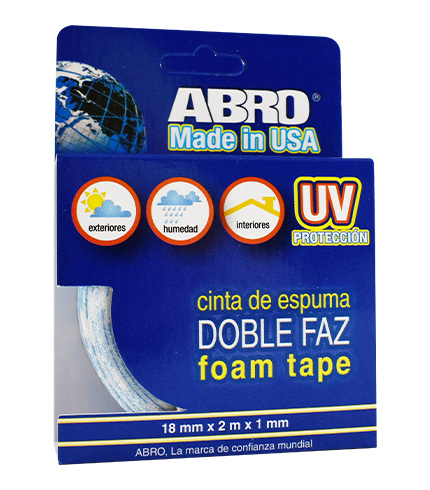 CINTA DOBLE FAZ ABRO 18 MM X 2 MTS (48) 1 CINTA DOBLE FAZ ABRO 18 MM X 2 MTS (48)