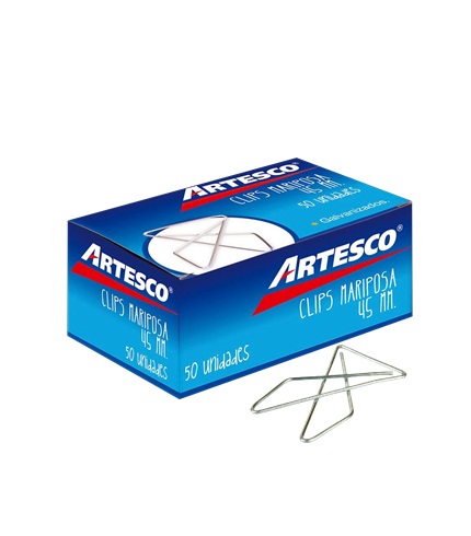 CAJA DE CLIPS ARTESCO MARIPOSA X 50 (10) 1 CAJA DE CLIPS ARTESCO MARIPOSA X 50 (10)