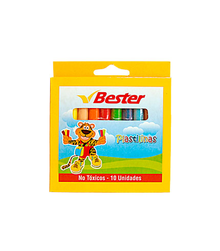 PLASTILINA BESTER X 10 COLORES ESCOLAR