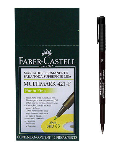 MARCADOR F/CASTEL PARA CD NEGRO 421-F 0 MARCADOR F/CASTEL PARA CD NEGRO 421-F 0.8mm (12)